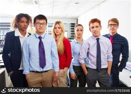 Business team young people standing multi ethnic teamwork office