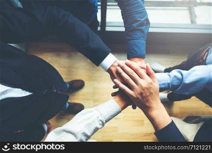 Business Teamwork joining hands team spirit Collaboration Concept