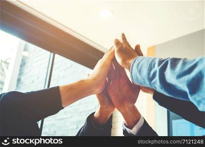 Business Teamwork joining hands team spirit Collaboration Concept