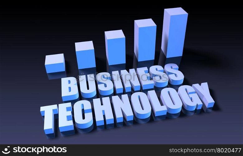 Business technology. Business technology graph chart in 3d on blue and black
