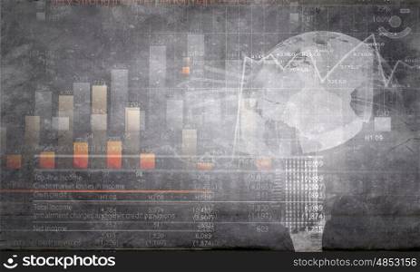Business theme. Background business image with graphs and diagrams