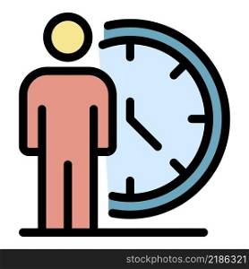 Business training time clock icon. Outline business training time clock vector icon color flat isolated. Business training time clock icon color outline vector