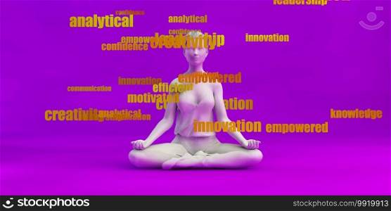 Business Training with Woman Smiling and Meditating as Concept. Business Training