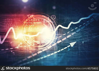 Business virtual panel. Business abstract image with high tech graphs and diagrams