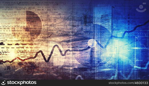 Business virtual panel. Business abstract image with high tech graphs and diagrams