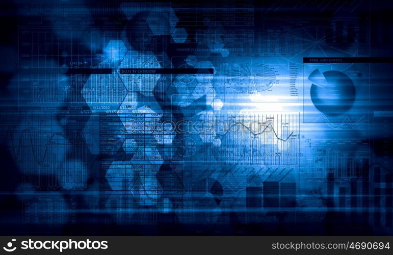 Business virtual panel. Business abstract image with high tech graphs and diagrams