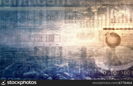 Business virtual panel. Business abstract image with high tech graphs and diagrams