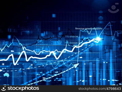 Business virtual panel. Business abstract image with high tech graphs and diagrams