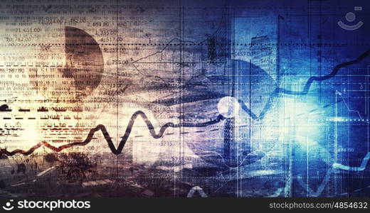 Business virtual panel. Business abstract image with high tech graphs and diagrams