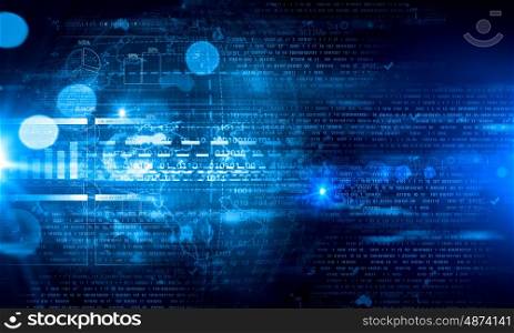 Business virtual panel. Business abstract image with high tech graphs and diagrams