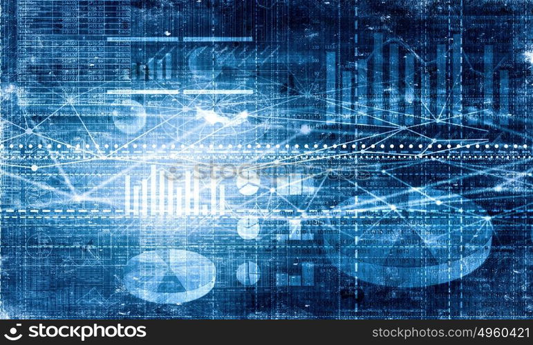 Business virtual panel. Business abstract image with high tech graphs and diagrams