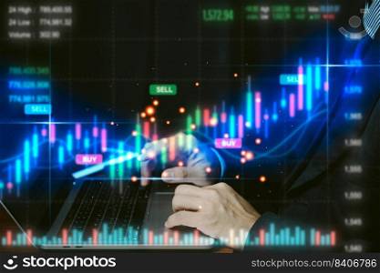 Business virtual screen graph chart digital finance marketing chart with future technology and trader online trading investment in stock market.