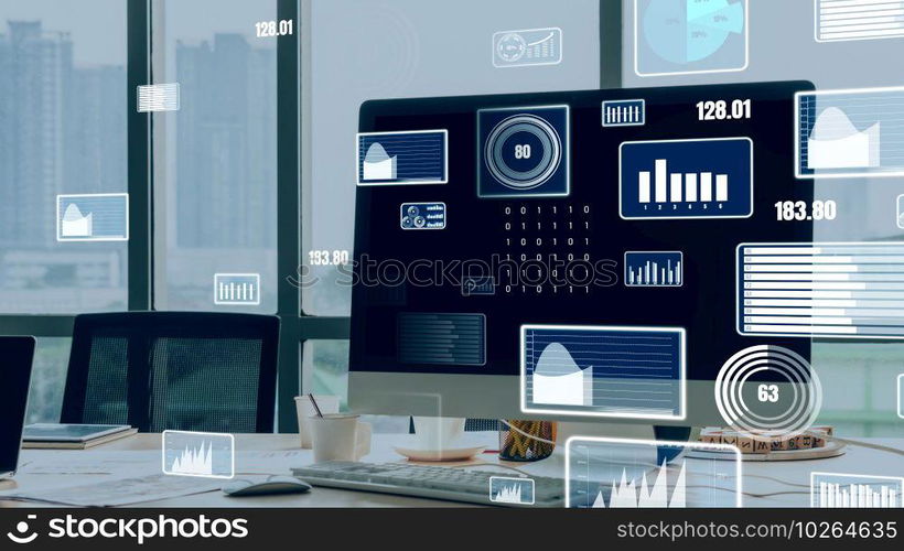 Business visual data analyzing technology by creative computer software