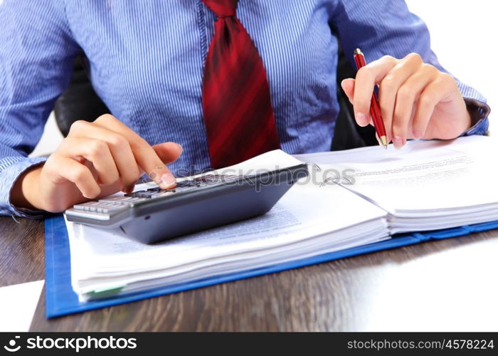 Business woman at office. Business woman at office sitting at table and working