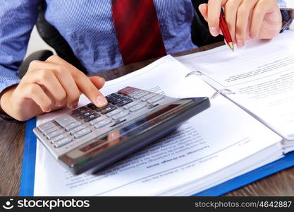 Business woman at office. Business woman at office sitting at table and working