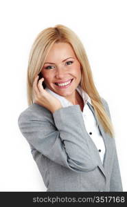 business woman call phone isolated on white background