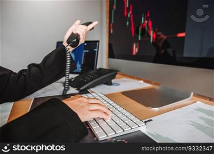 Business woman deal Investment stock market discussing graph stock market trading Stock traders concept.
