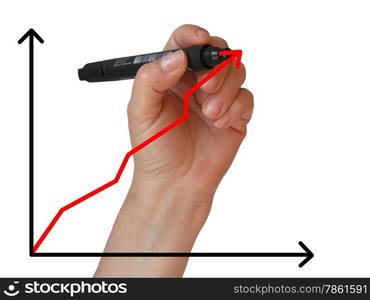 Business woman drawing a graph