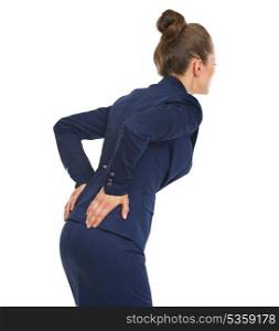 Business woman having back pain
