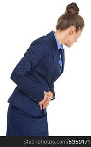 Business woman having stomach pain