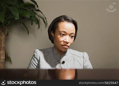 Business woman looking worried