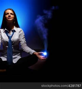 Business woman meditating