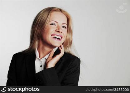 business woman on a gray background