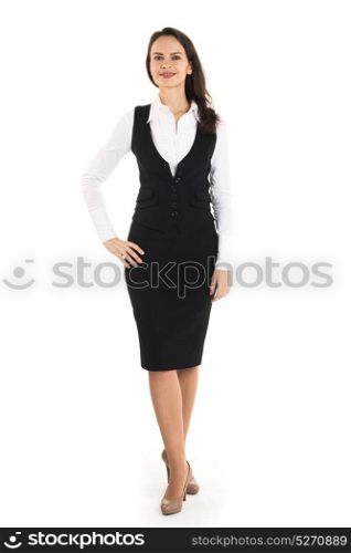 Business woman portrait. Business woman studio portrait. Isolated on white background.