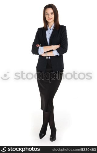 Business woman portrait. Business woman studio portrait. Isolated on white background.