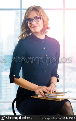 business woman portrait. young caucasian business woman portrait