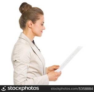 Business woman reading document