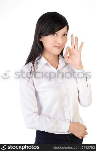 Business woman show ok gesture