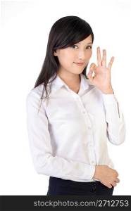 Business woman show ok gesture