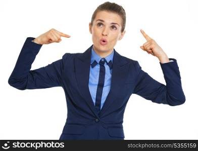 Business woman showing crazy gesture