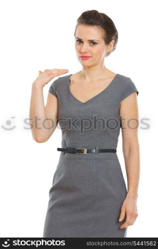 Business woman showing not good gesture