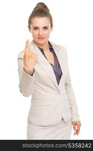 Business woman showing one finger