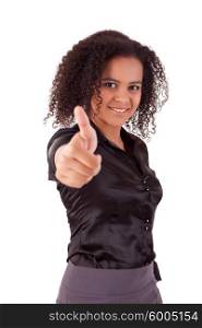 Business woman showing thumb up
