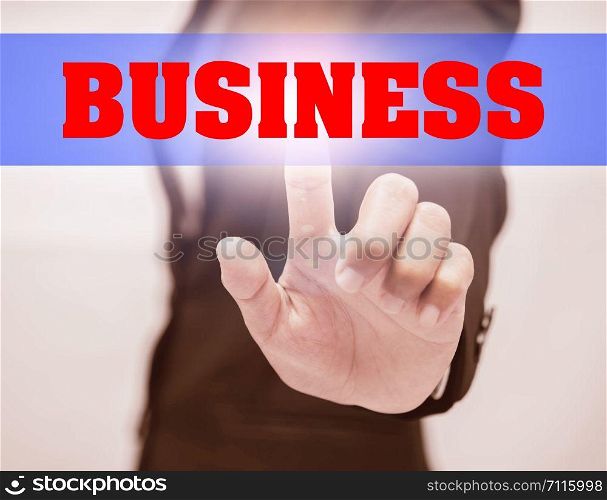 business woman touch Business Text