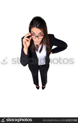 business woman touching her glasses