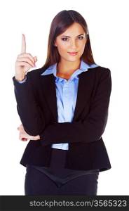 business woman with documents with a white background