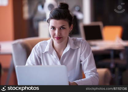 business woman with her staff, people group in background at modern bright office indoors