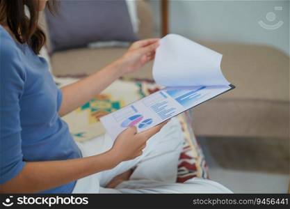 Business woman working from home. Financial problems Home work space concept.