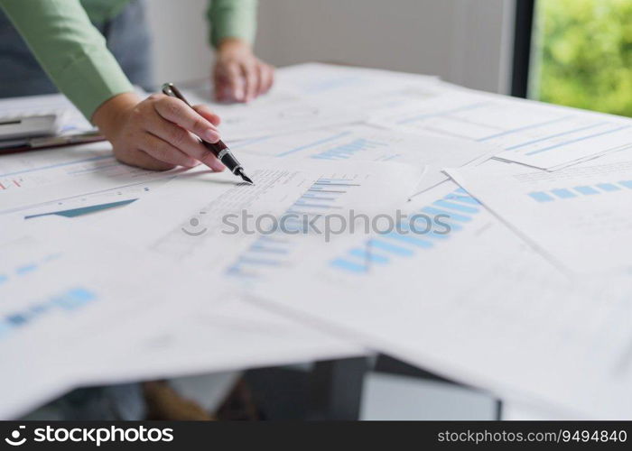 Business woman working in green eco friendly modern working space creative ideas for business eco friendly professional investor start up project business.