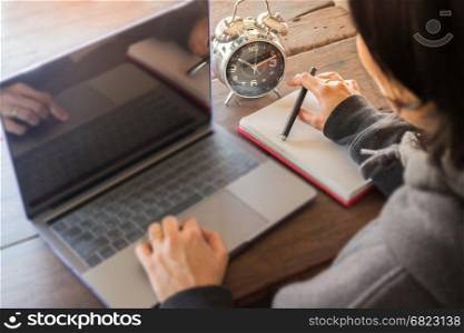 Business Woman Working Late At Home, stock photo