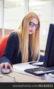 business woman working on computer at modern office