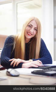 business woman working on computer at modern office