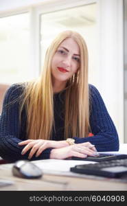 business woman working on computer at modern office