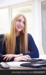 business woman working on computer at modern office