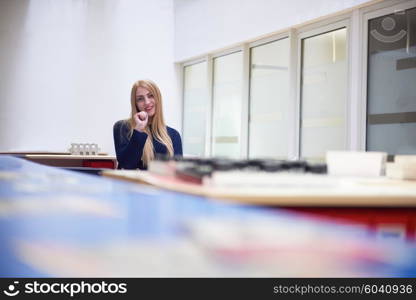 business woman working on computer at modern office