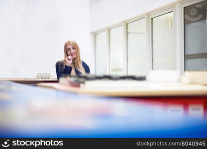 business woman working on computer at modern office